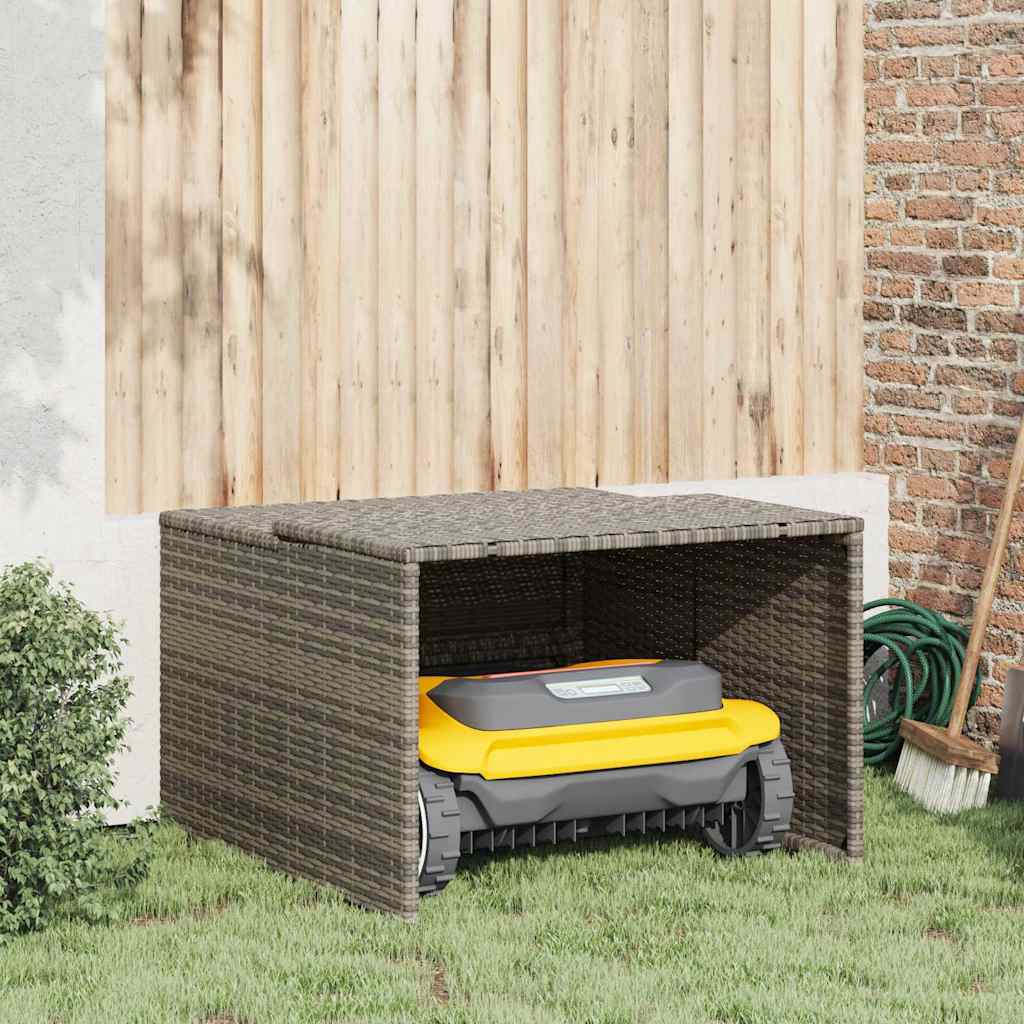 Garaža za robotsku kosilicu siva 86x90x52/57 cm od poliratana