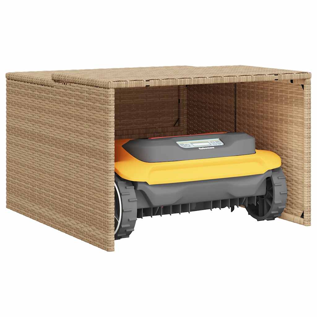 Garaža za robotsku kosilicu bež 86x90x52/57 cm od poliratana