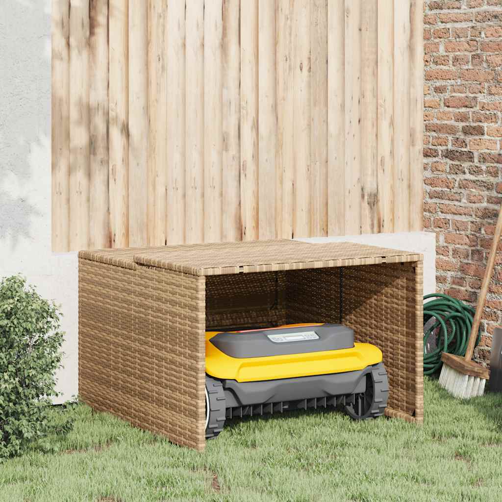 Garaža za robotsku kosilicu bež 86x90x52/57 cm od poliratana