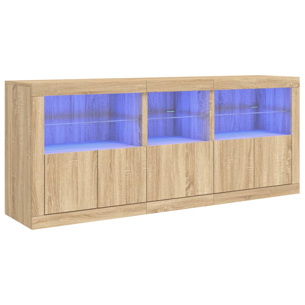 Komoda s LED svjetlima boja hrasta sonome 162 x 37 x 67 cm