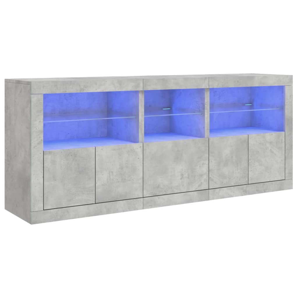 Komoda s LED svjetlima siva boja betona 162 x 37 x 67 cm
