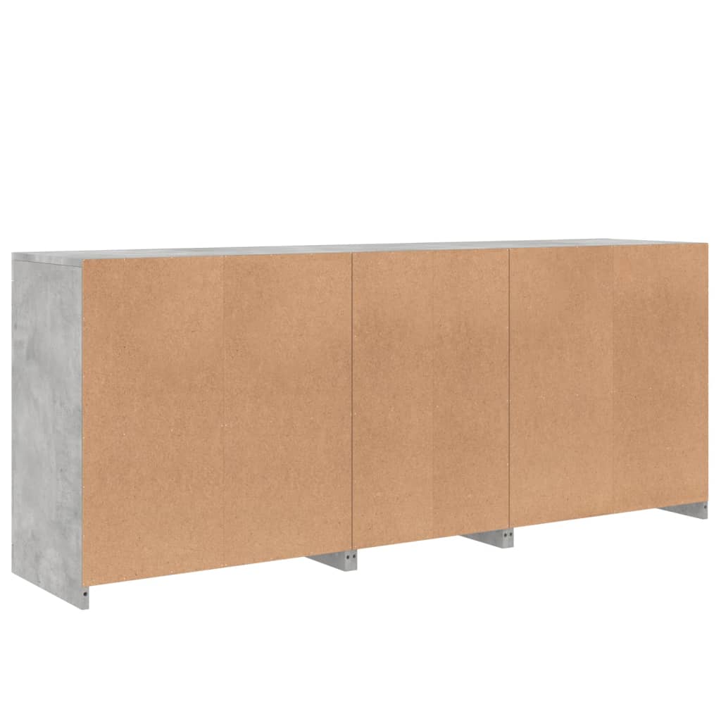 Komoda s LED svjetlima siva boja betona 162 x 37 x 67 cm