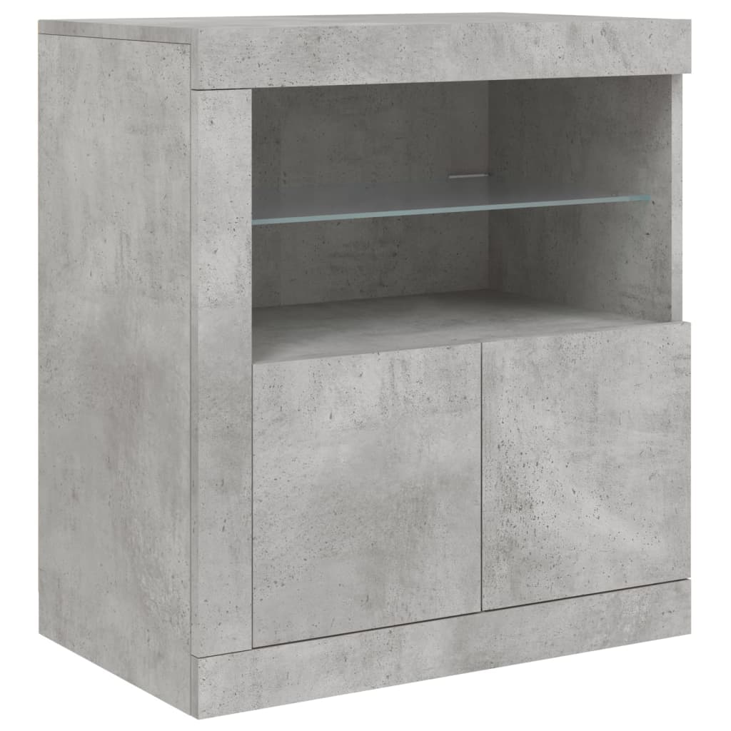Komoda s LED svjetlima siva boja betona 162 x 37 x 67 cm