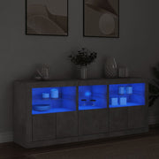 Komoda s LED svjetlima siva boja betona 162 x 37 x 67 cm
