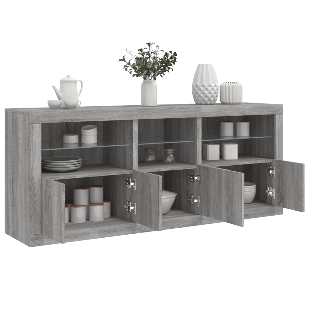 Komoda s LED svjetlima boja sivog hrasta 162 x 37 x 67 cm