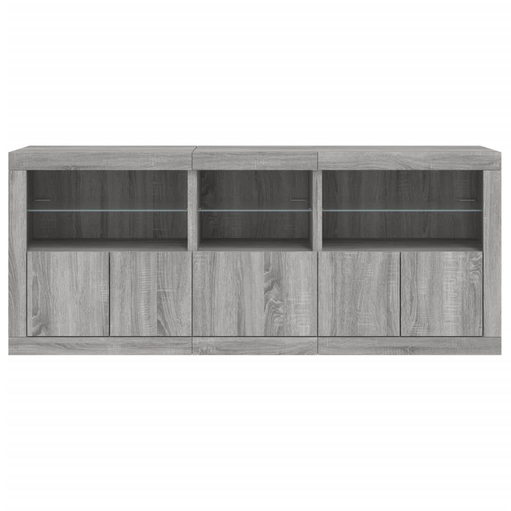 Komoda s LED svjetlima boja sivog hrasta 162 x 37 x 67 cm