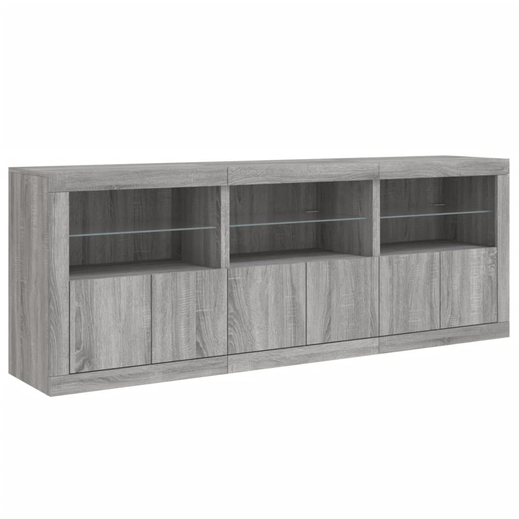 Komoda s LED svjetlima boja sivog hrasta 181,5x37x67 cm