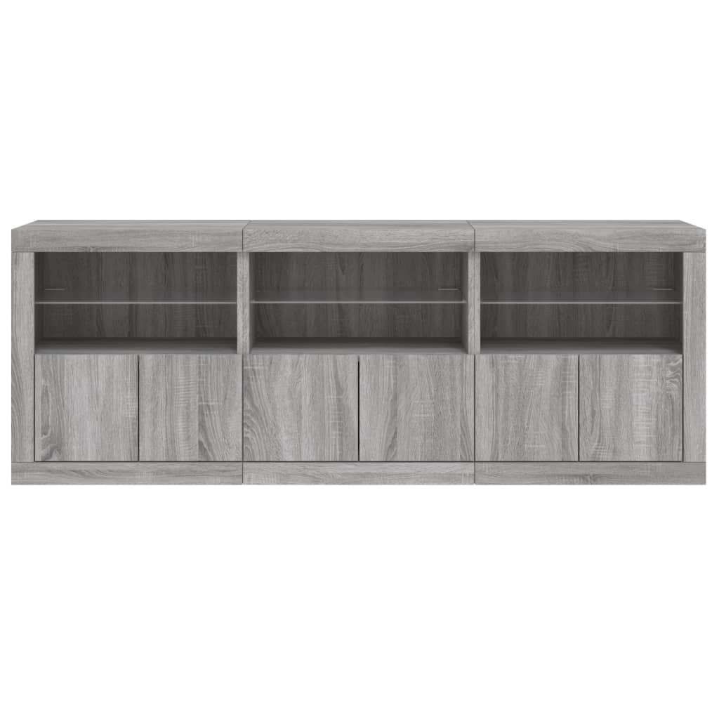 Komoda s LED svjetlima boja sivog hrasta 181,5x37x67 cm