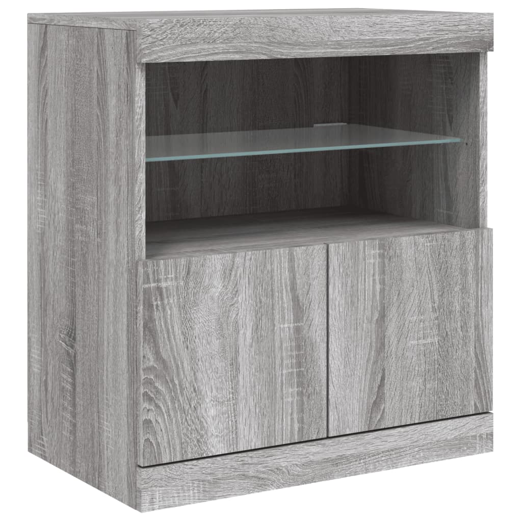 Komoda s LED svjetlima boja sivog hrasta 181,5x37x67 cm