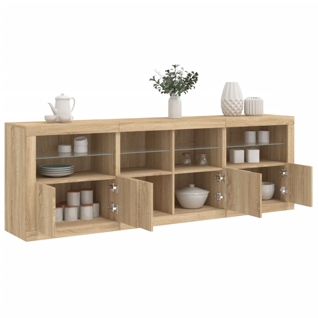 Komoda s LED svjetlima boja hrasta sonome 202x37x67 cm