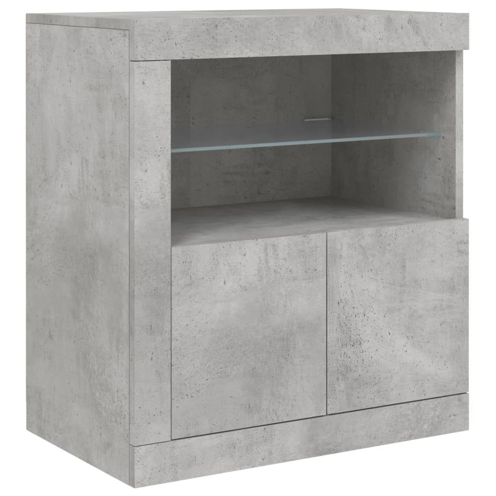 Komoda s LED svjetlima siva boja betona 202x37x67 cm