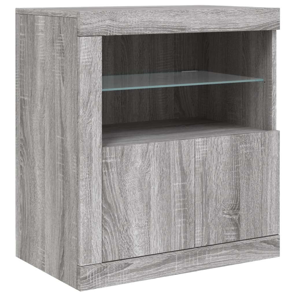 Komoda s LED svjetlima boja sivog hrasta 202x37x67 cm