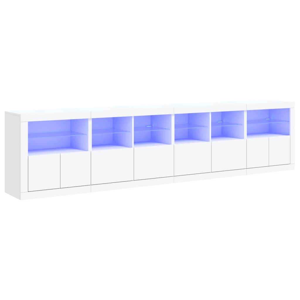 Komoda s LED svjetlima bijela 283x37x67 cm
