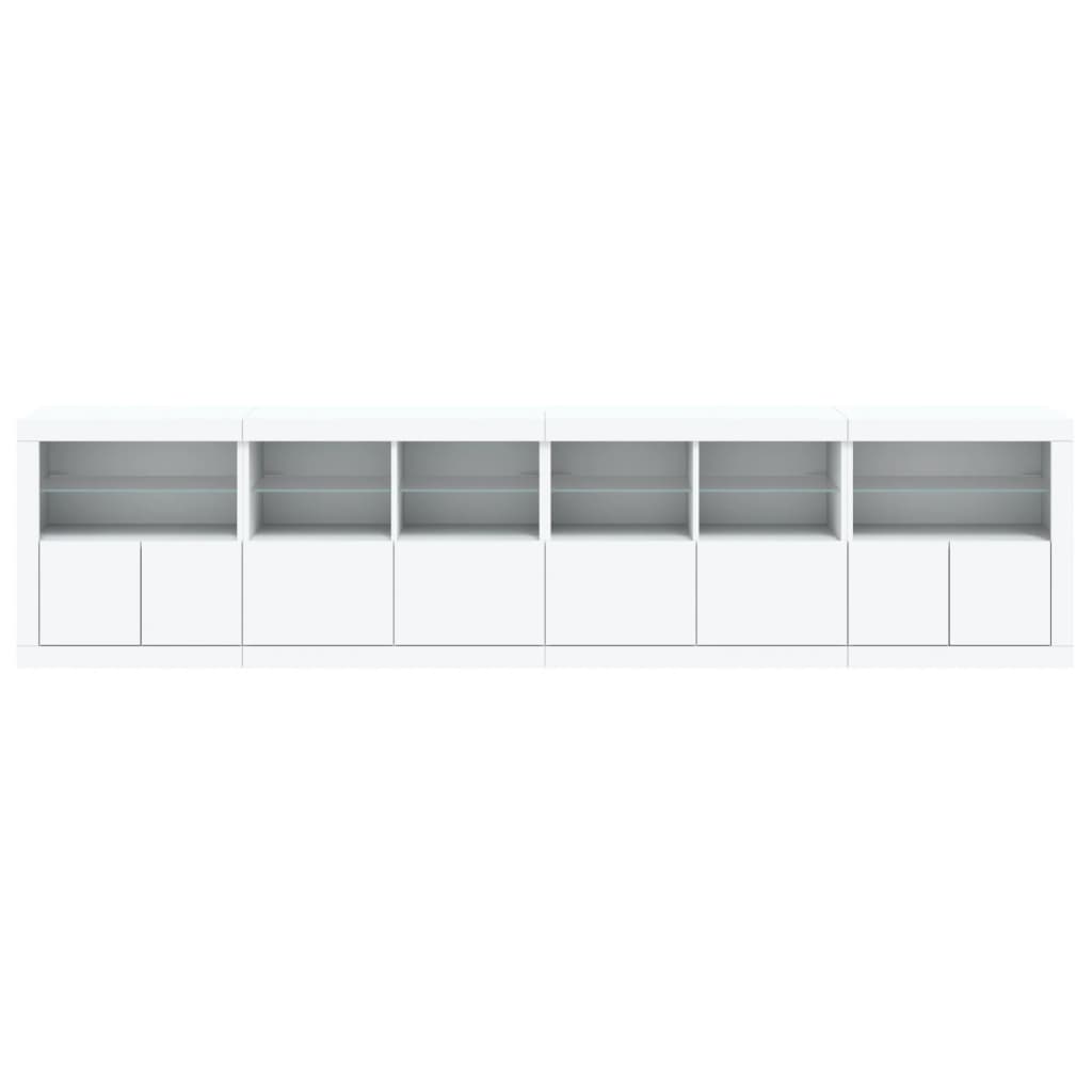 Komoda s LED svjetlima bijela 283x37x67 cm
