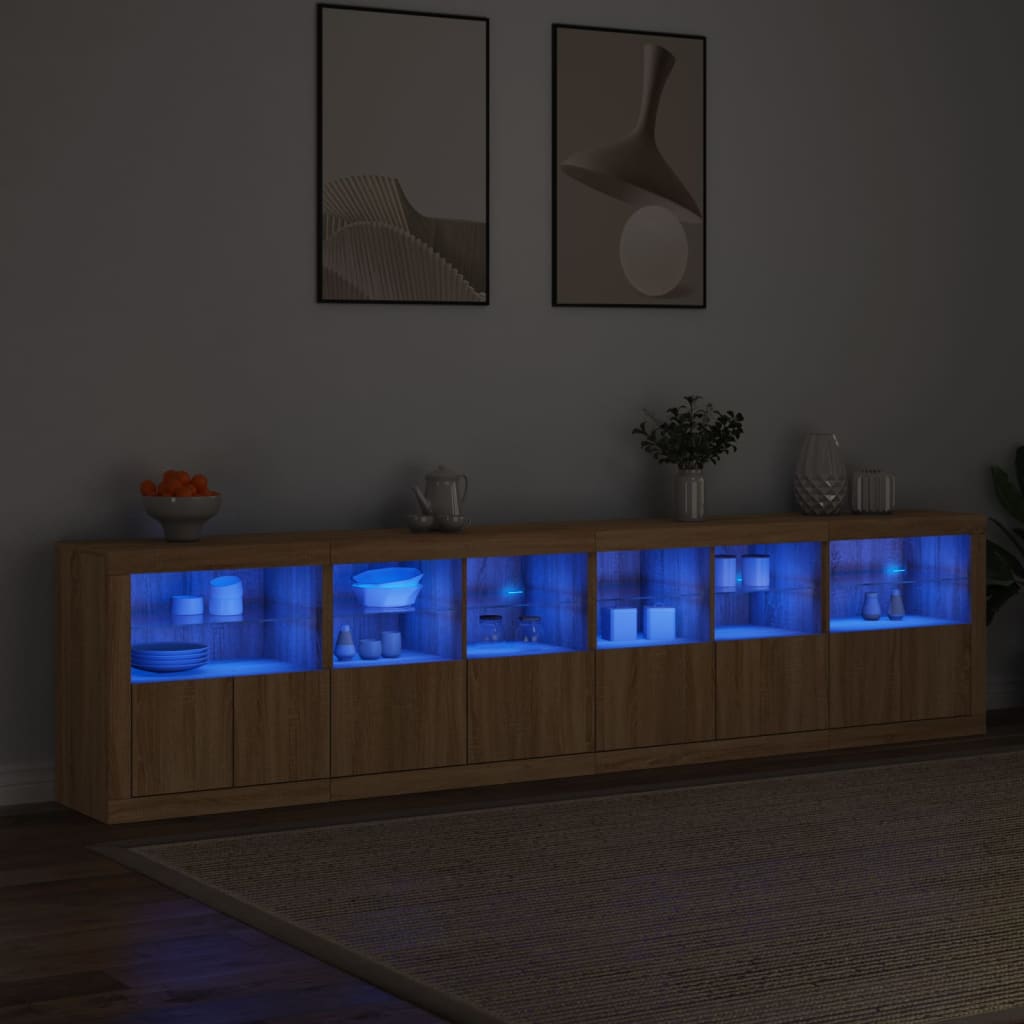 Komoda s LED svjetlima boja hrasta sonome 283x37x67 cm