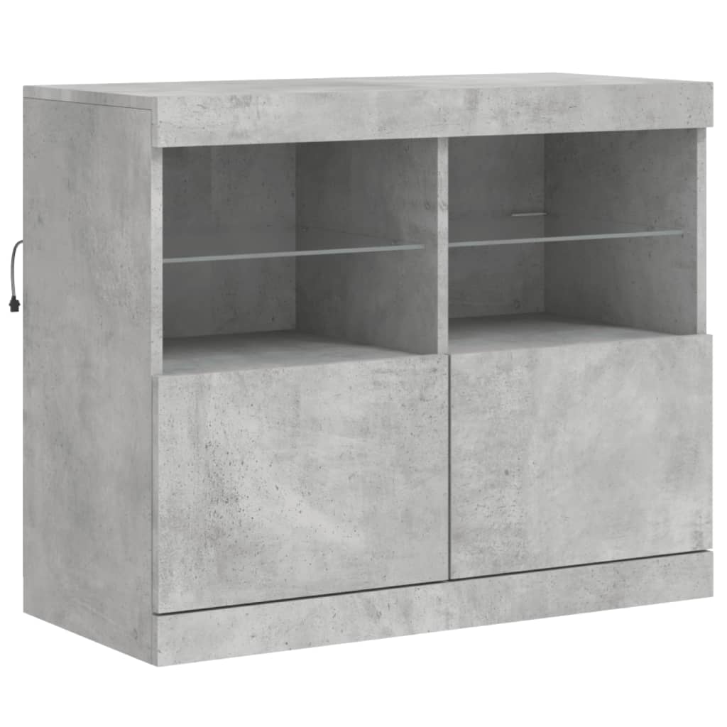 Komoda s LED svjetlima siva boja betona 283x37x67 cm