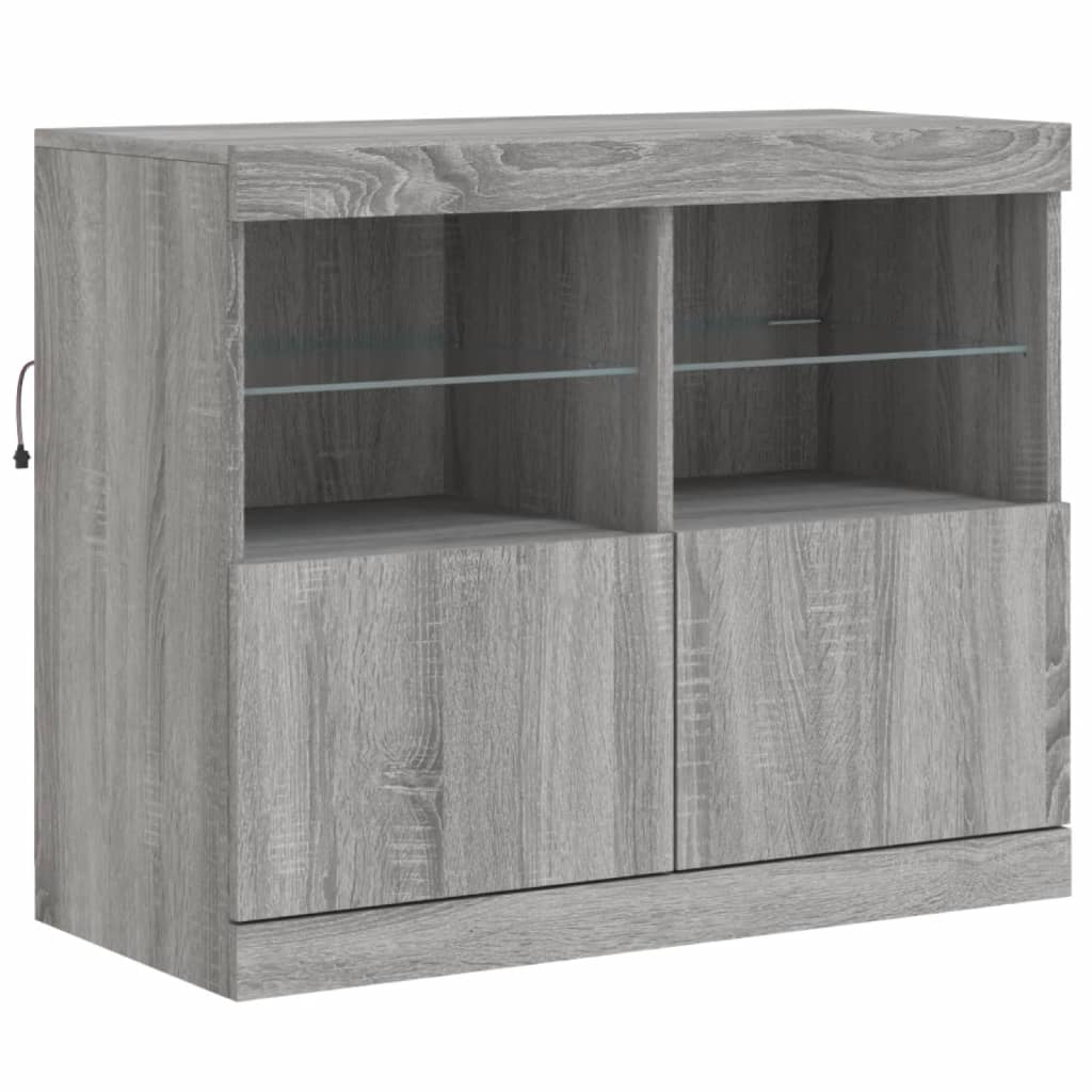 Komoda s LED svjetlima boja sivog hrasta 283x37x67 cm