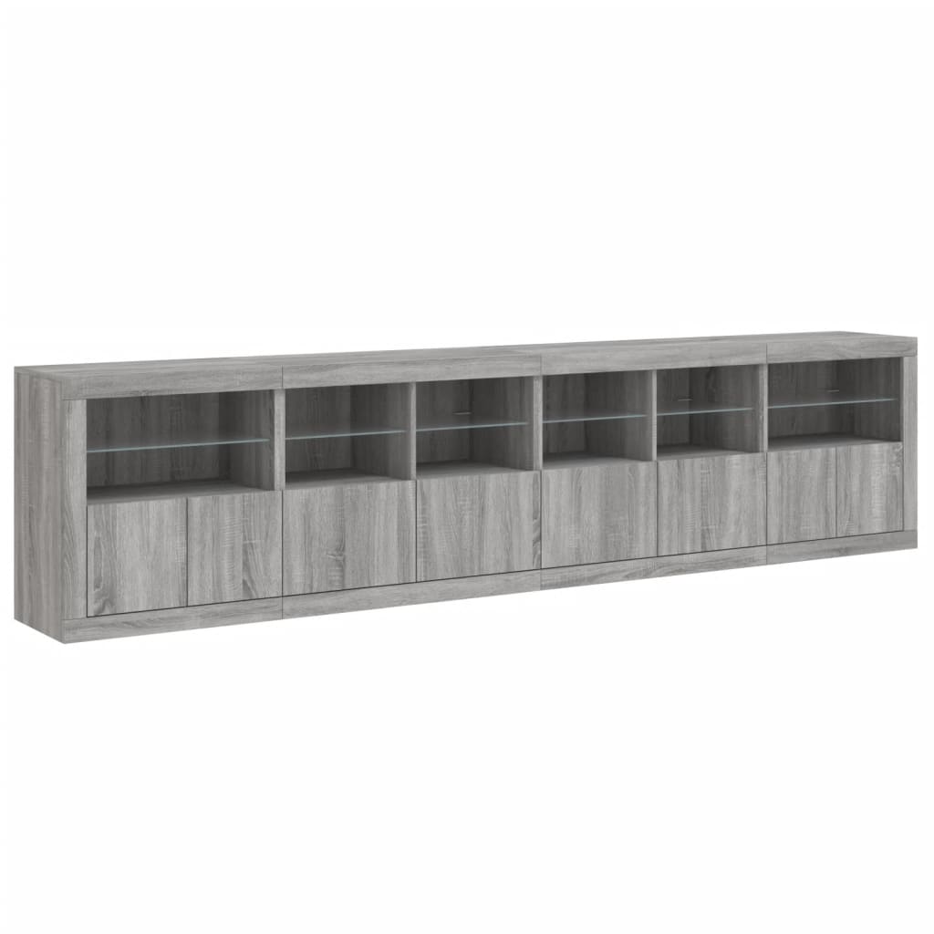Komoda s LED svjetlima boja sivog hrasta 283x37x67 cm