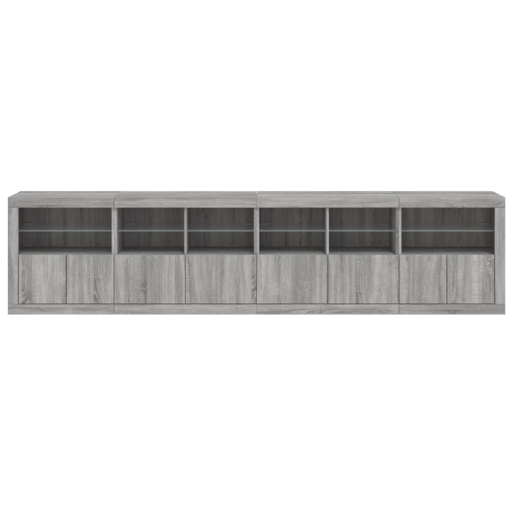 Komoda s LED svjetlima boja sivog hrasta 283x37x67 cm