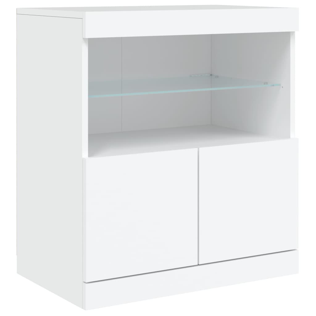 Komoda s LED svjetlima bijela 283x37x67 cm