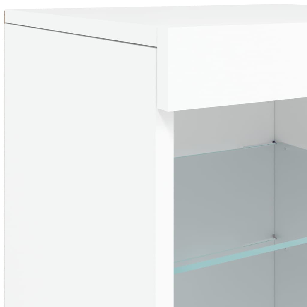 Komoda s LED svjetlima bijela 283x37x67 cm
