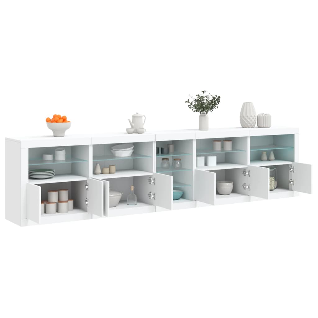 Komoda s LED svjetlima bijela 283x37x67 cm