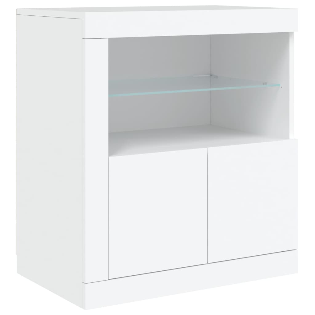 Komoda s LED svjetlima bijela 283x37x67 cm