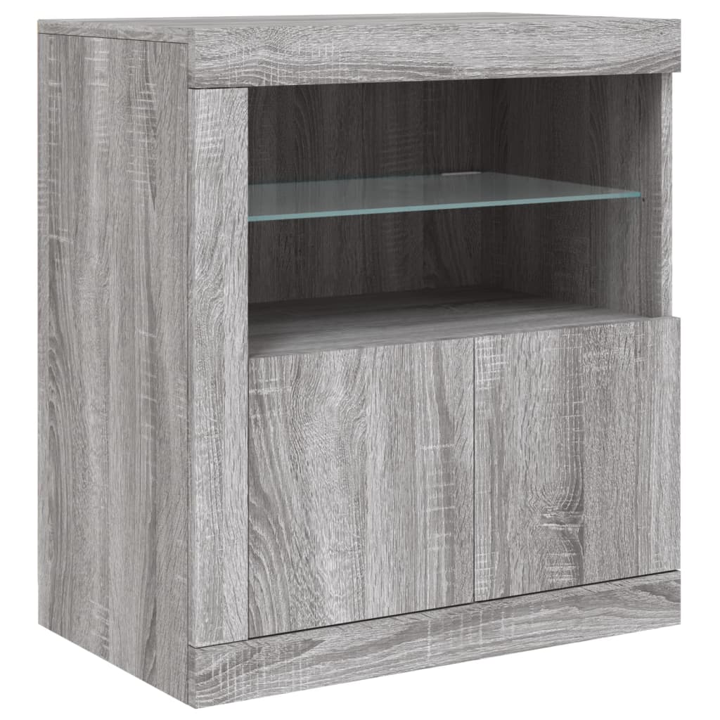 Komoda s LED svjetlima boja sivog hrasta 283x37x67 cm