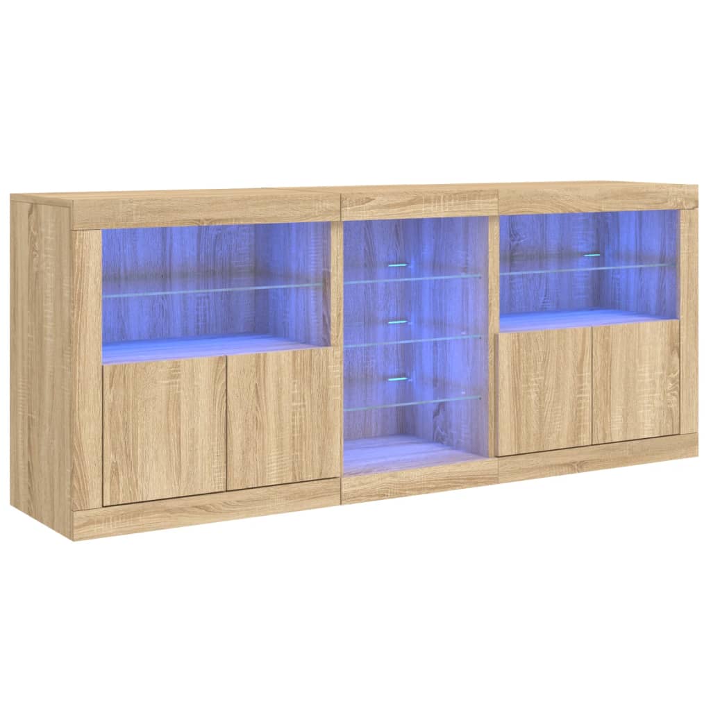 Komoda s LED svjetlima boja hrasta sonome 162 x 37 x 67 cm