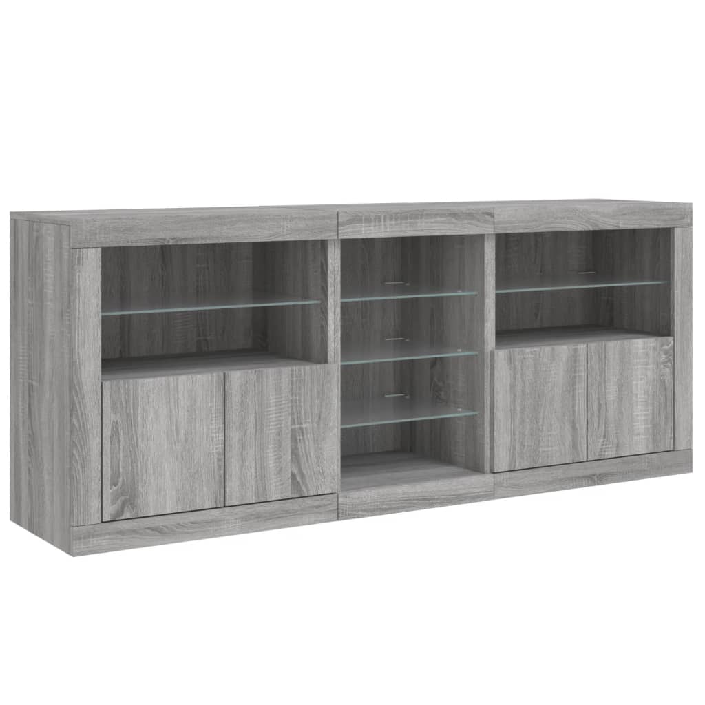 Komoda s LED svjetlima boja sivog hrasta 162 x 37 x 67 cm