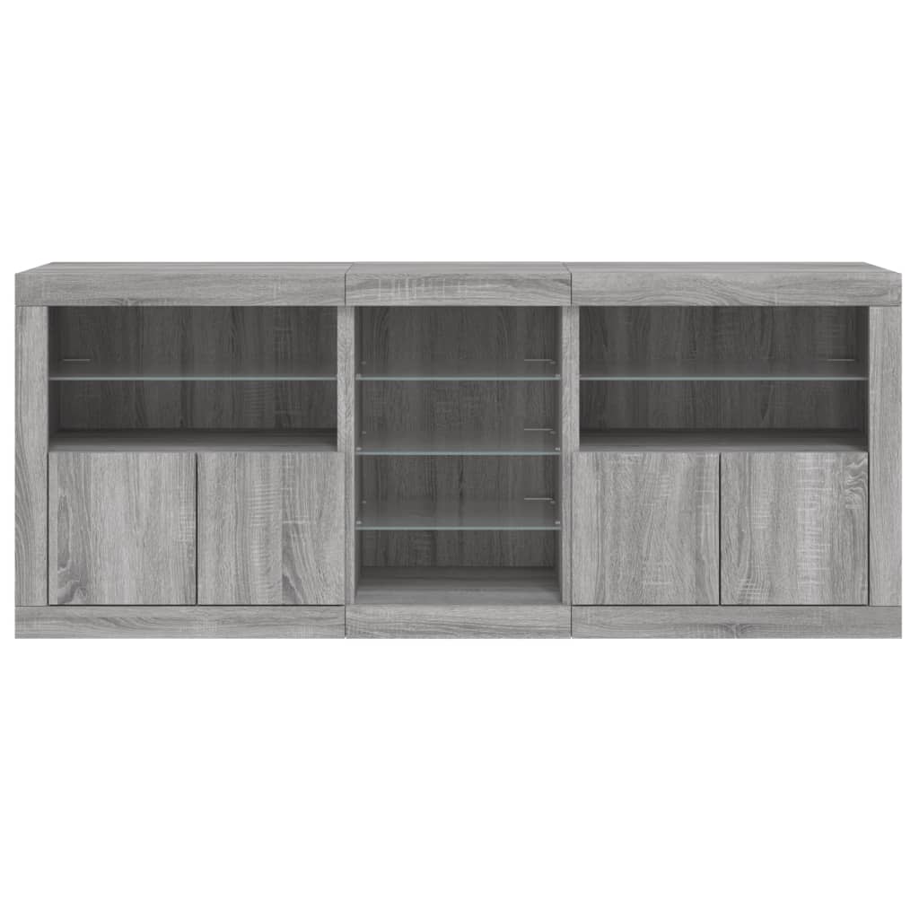 Komoda s LED svjetlima boja sivog hrasta 162 x 37 x 67 cm