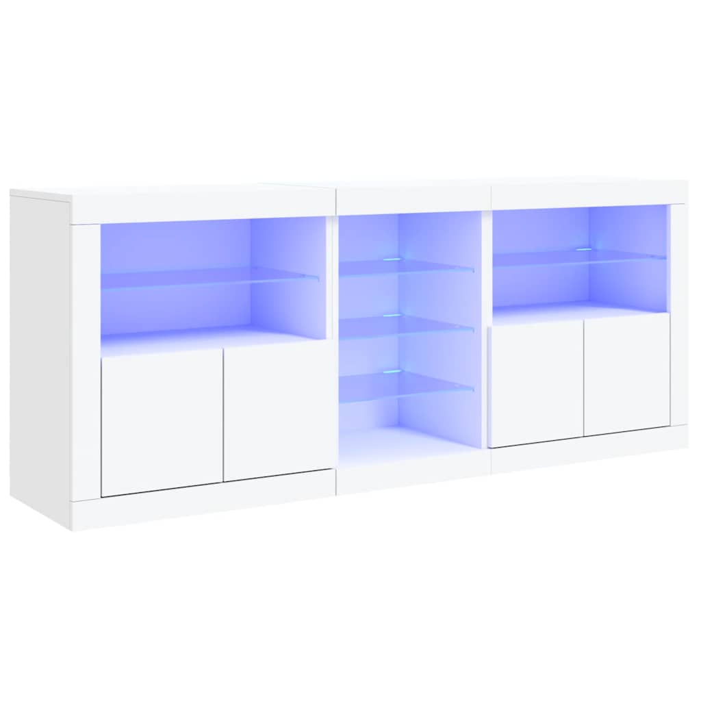 Komoda s LED svjetlima bijela 181,5x37x67 cm