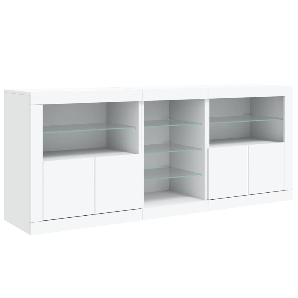 Komoda s LED svjetlima bijela 181,5x37x67 cm