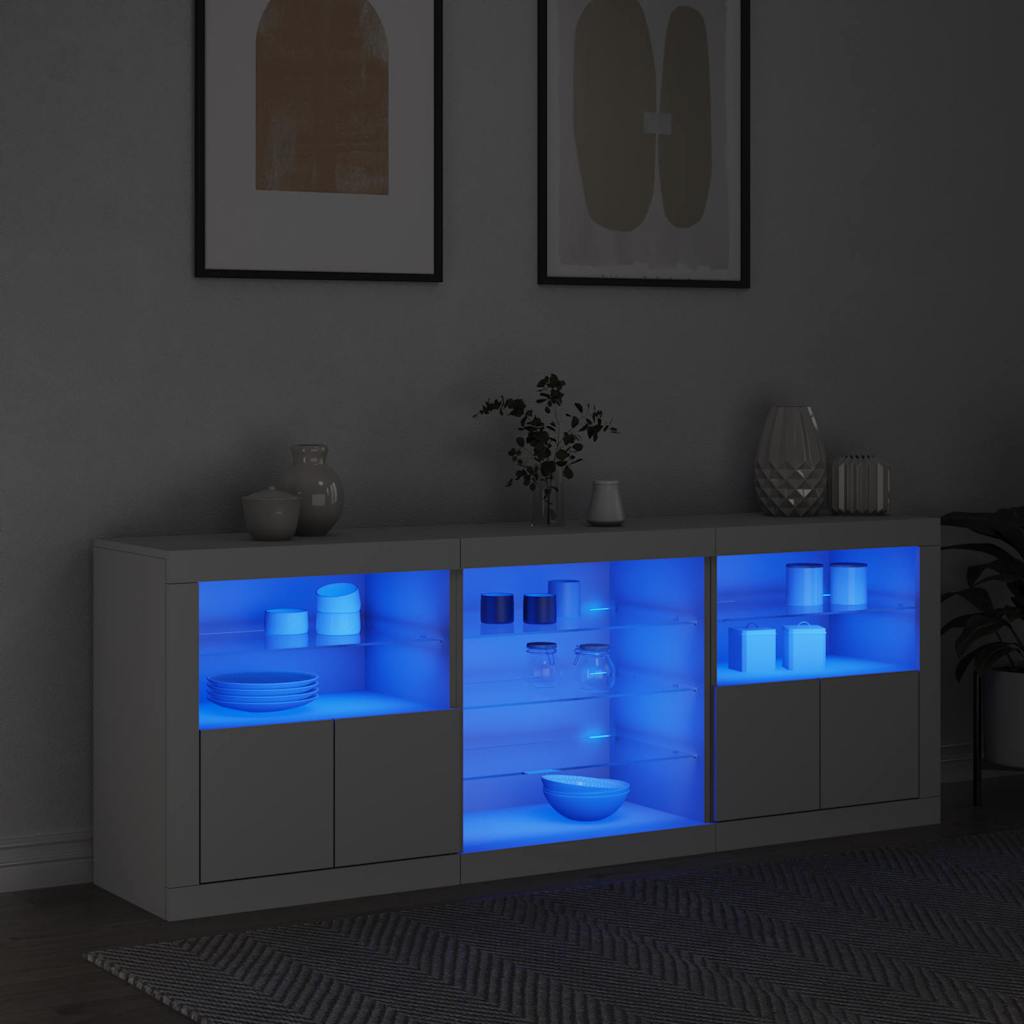 Komoda s LED svjetlima bijela 181,5x37x67 cm