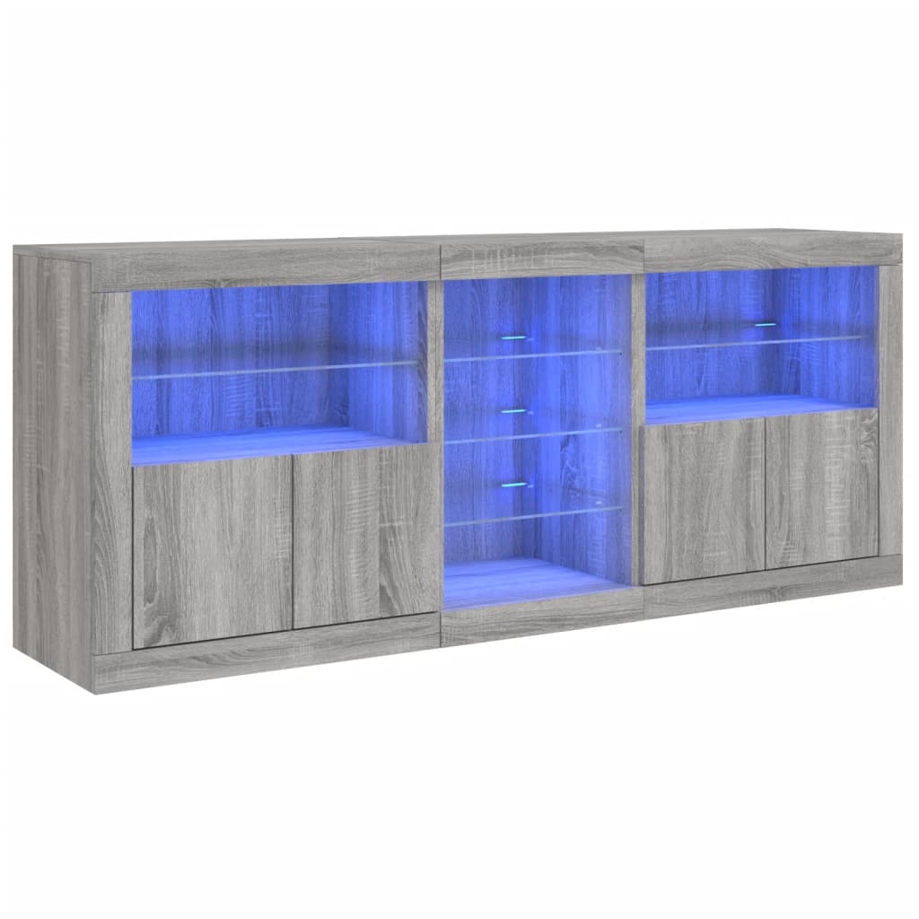 Komoda s LED svjetlima boja sivog hrasta 181,5x37x67 cm
