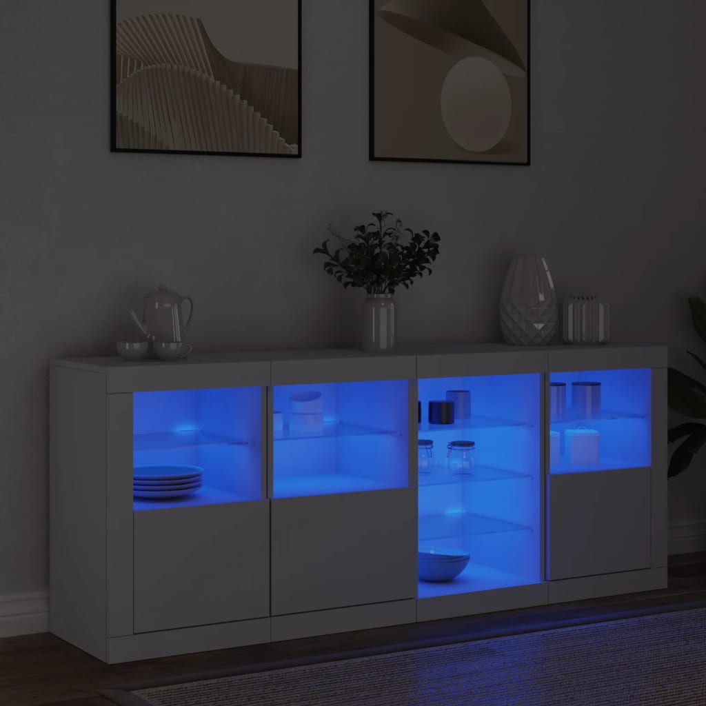 Komoda s LED svjetlima bijela 164 x 37 x 67 cm