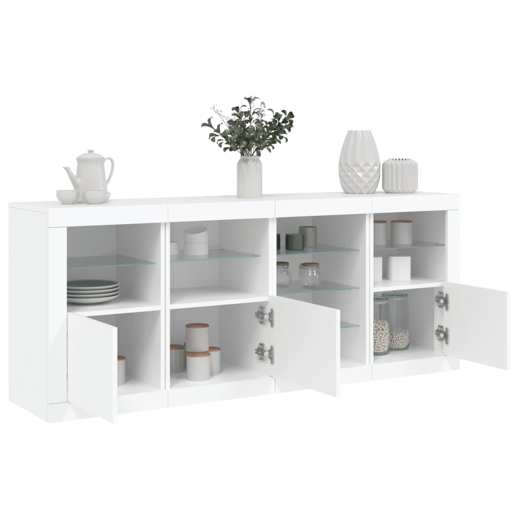 Komoda s LED svjetlima bijela 164 x 37 x 67 cm