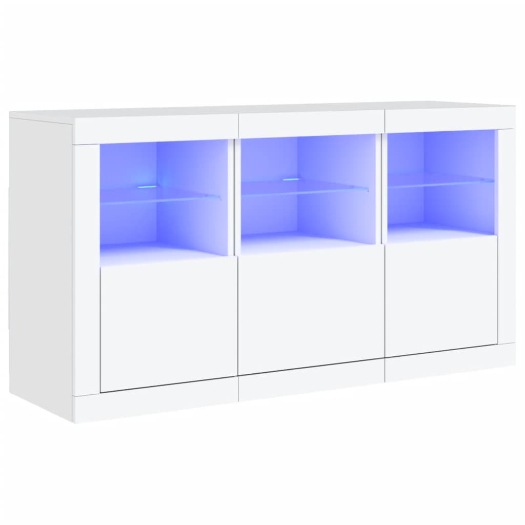 Komoda s LED svjetlima bijela 123 x 37 x 67 cm