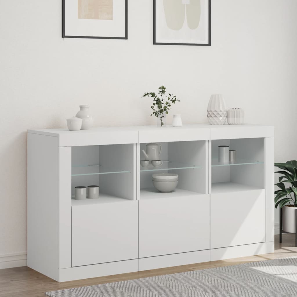 Komoda s LED svjetlima bijela 123 x 37 x 67 cm