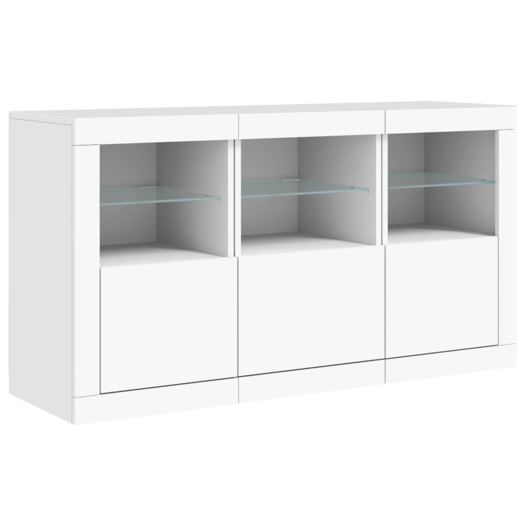 Komoda s LED svjetlima bijela 123 x 37 x 67 cm