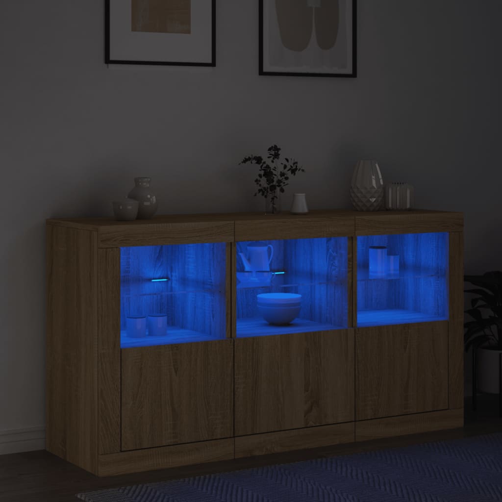 Komoda s LED svjetlima boja hrasta sonome 123x37x67 cm