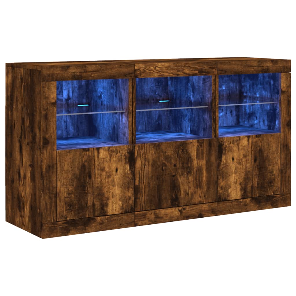 Komoda s LED svjetlima boja dimljenog hrasta 123x37x67 cm