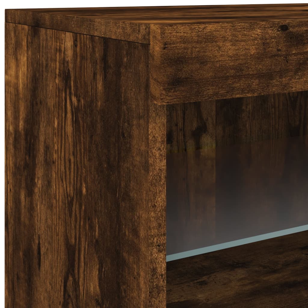Komoda s LED svjetlima boja dimljenog hrasta 123x37x67 cm