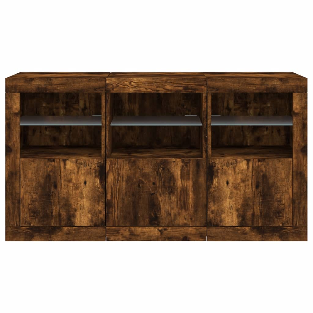Komoda s LED svjetlima boja dimljenog hrasta 123x37x67 cm