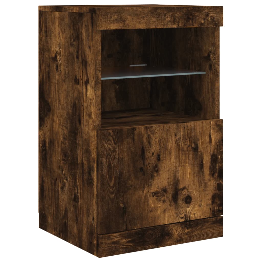 Komoda s LED svjetlima boja dimljenog hrasta 123x37x67 cm