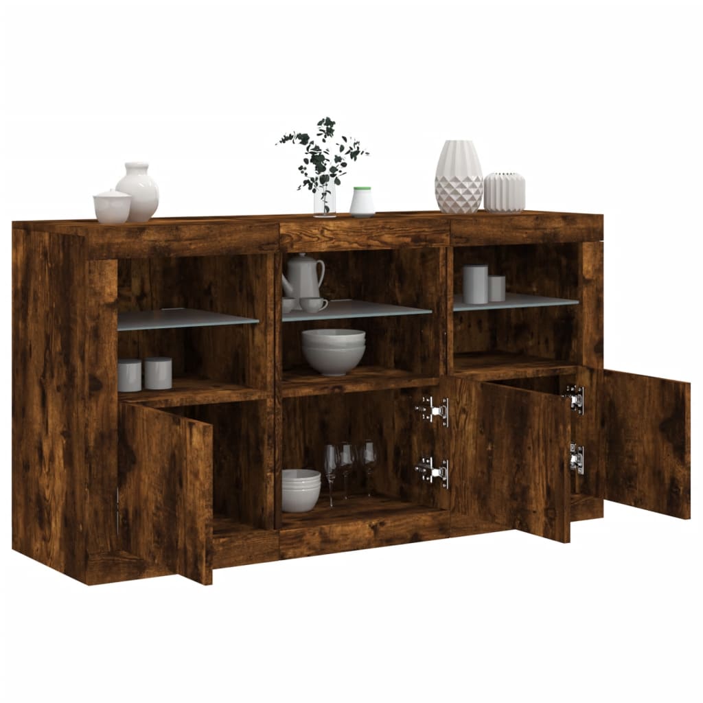 Komoda s LED svjetlima boja dimljenog hrasta 123x37x67 cm