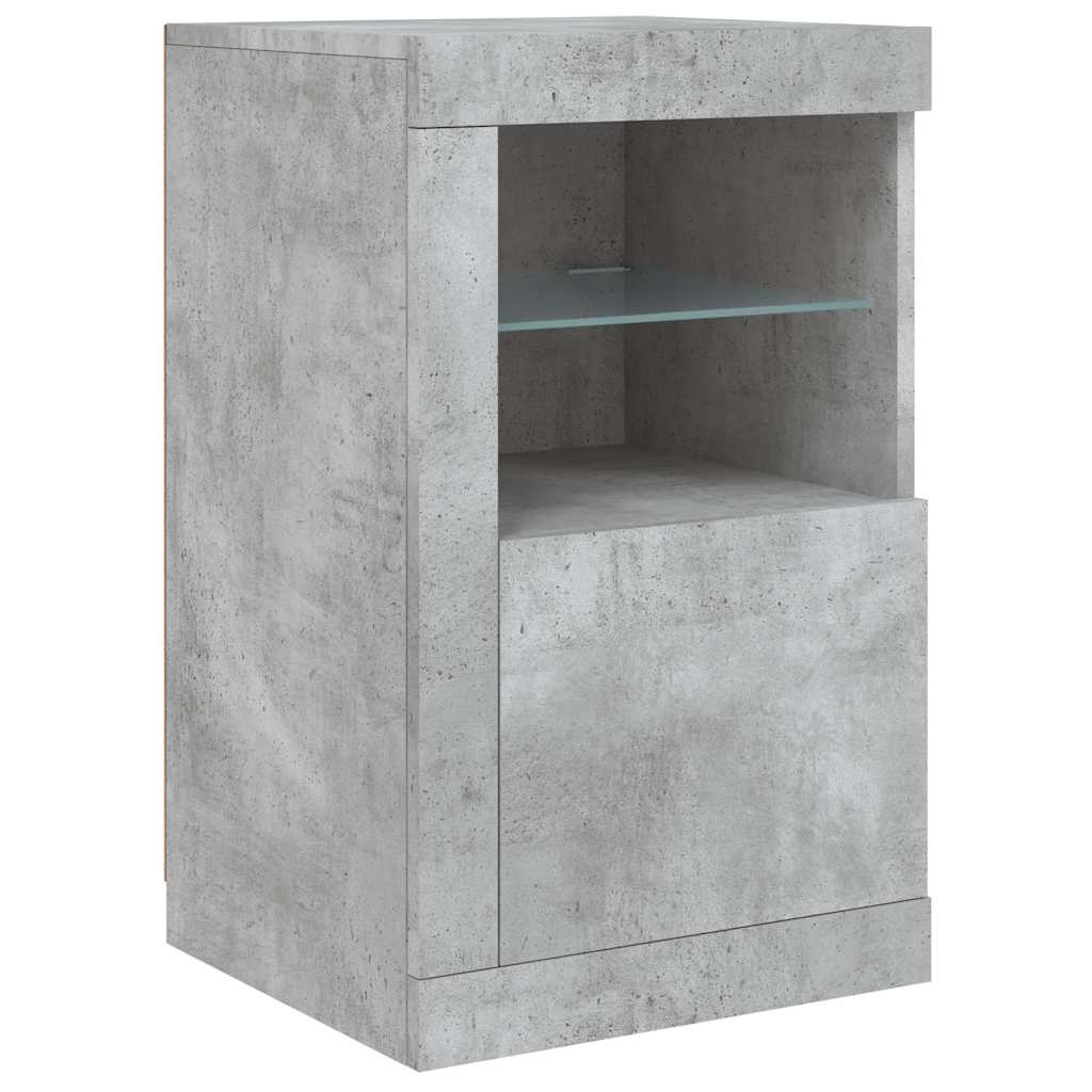Komoda s LED svjetlima siva boja betona 142,5x37x67 cm