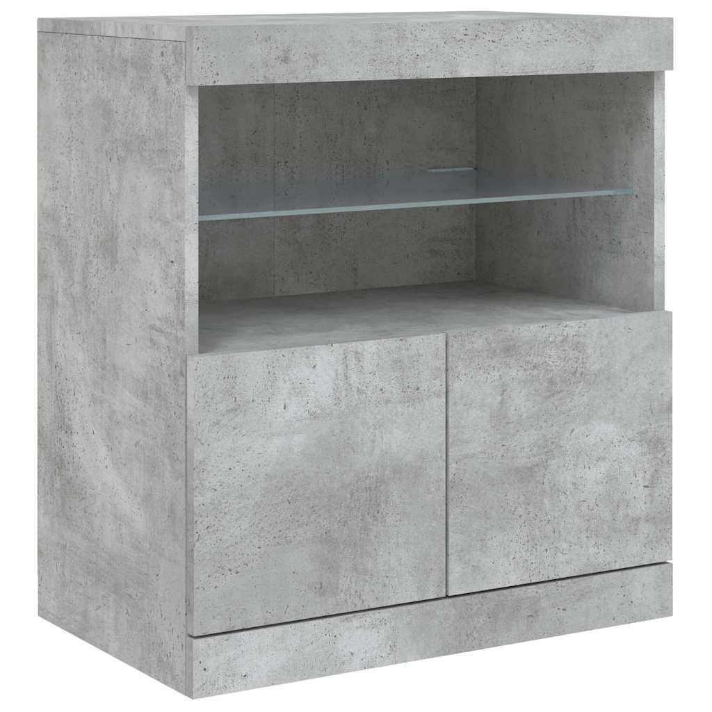 Komoda s LED svjetlima siva boja betona 142,5x37x67 cm