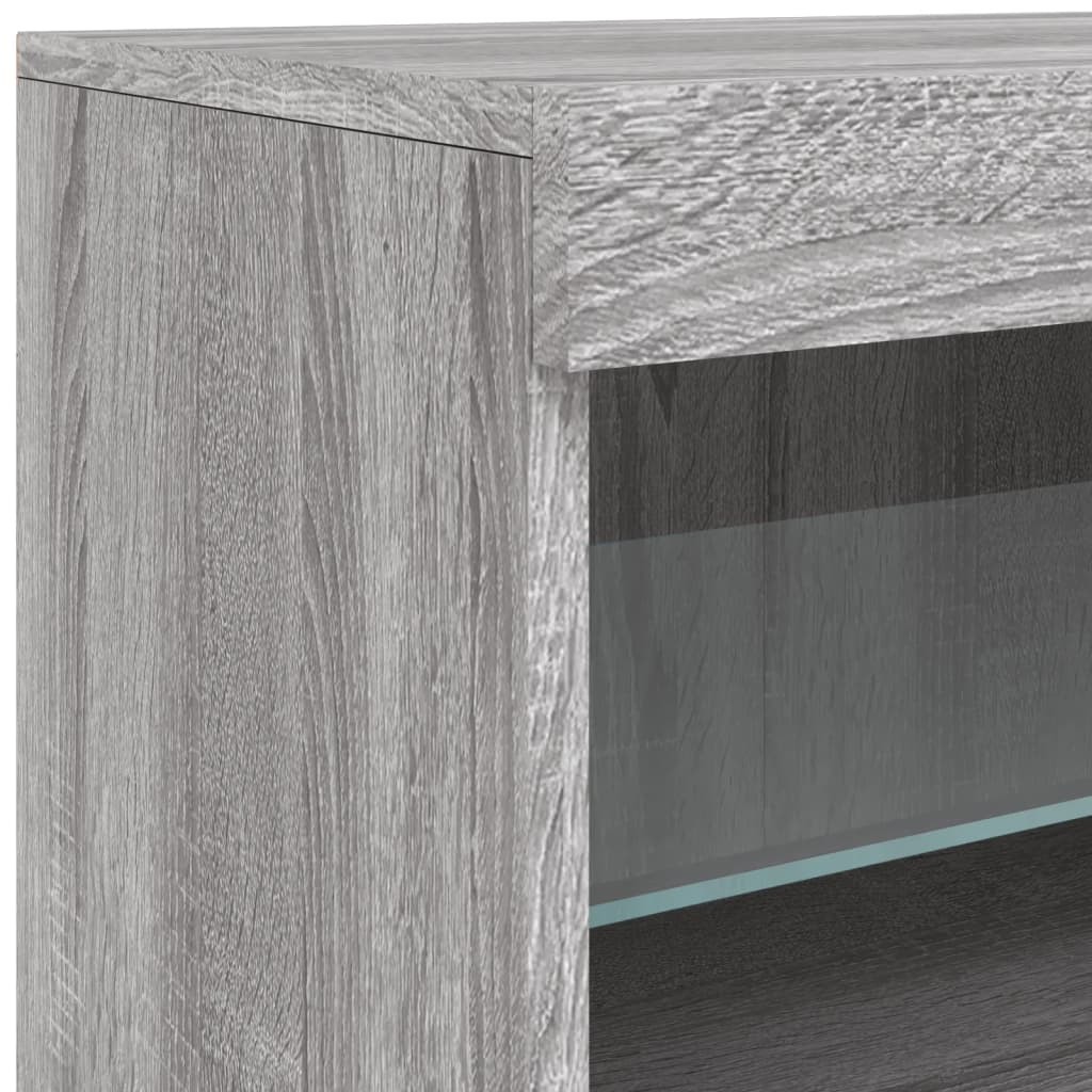 Komoda s LED svjetlima boja sivog hrasta 142,5x37x67 cm