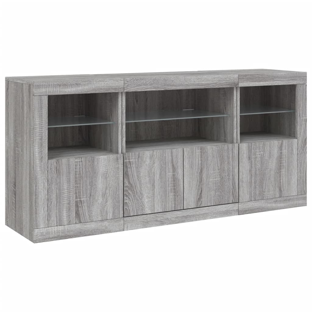 Komoda s LED svjetlima boja sivog hrasta 142,5x37x67 cm